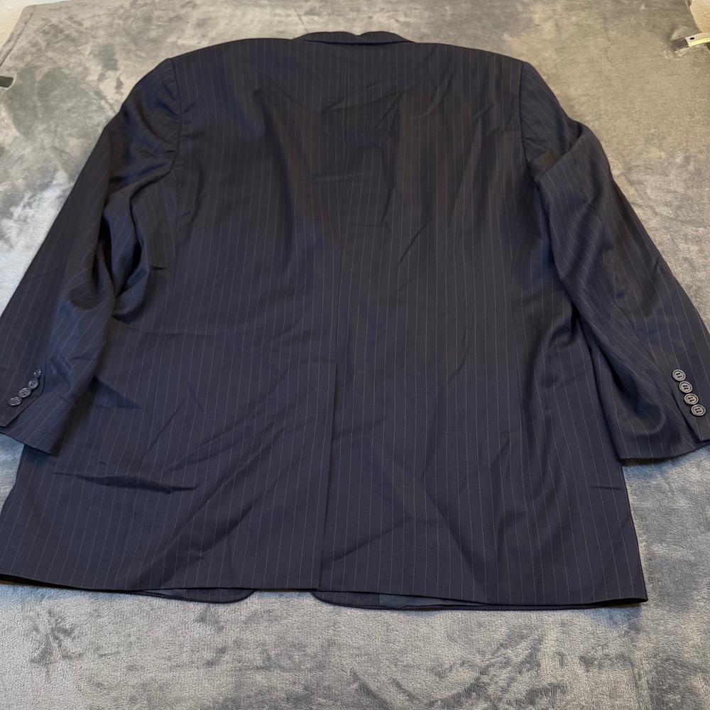 Hart Schaffner Marx Gold Trumpeter Suit Jacket Mens 50 R Navy Pinstripe Wool - Picture 5 of 10